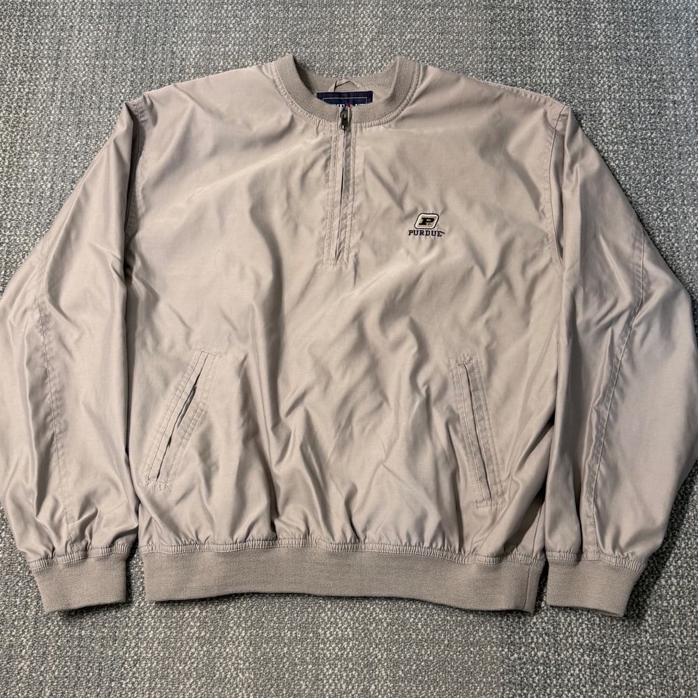 Vintage Purdue University 1/4 Zip Pullover Windbreaker Jacket Large Golf